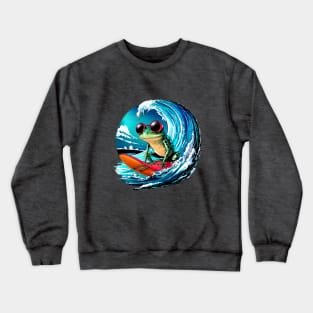 Surfing with my frog Crewneck Sweatshirt